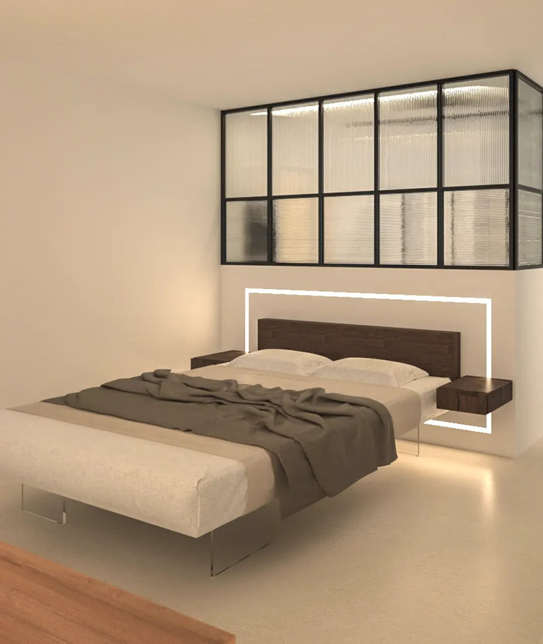 Progettazione architettonica, opere murarie, fornitura impianti tecnologici e arredamento per una casa privata a Roma.