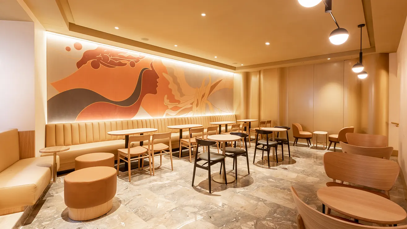 Realizzazione dei negozi Starbucks a Roma e Firenze in collaborazione con il Gruppo Percassi.